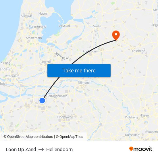Loon Op Zand to Hellendoorn map