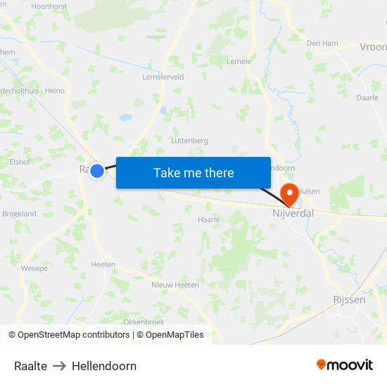 Raalte to Hellendoorn map