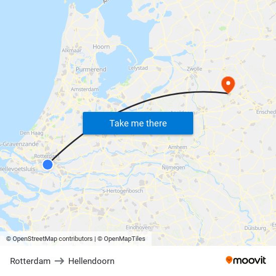 Rotterdam to Hellendoorn map