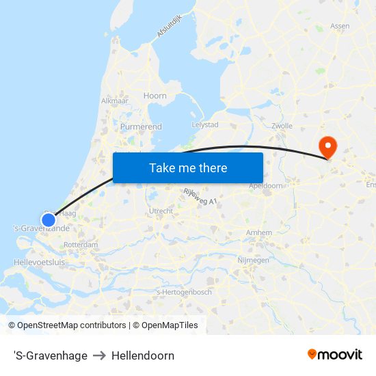 'S-Gravenhage to Hellendoorn map