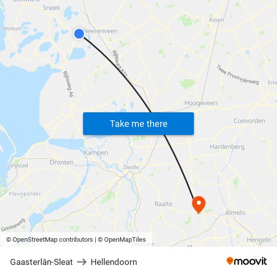 Gaasterlân-Sleat to Hellendoorn map