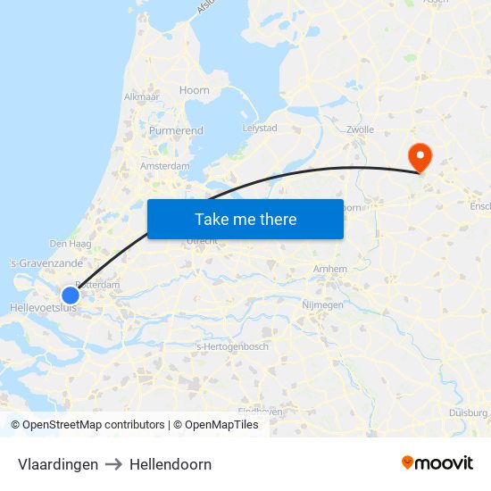 Vlaardingen to Hellendoorn map