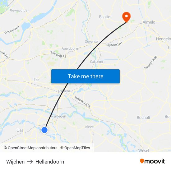 Wijchen to Hellendoorn map