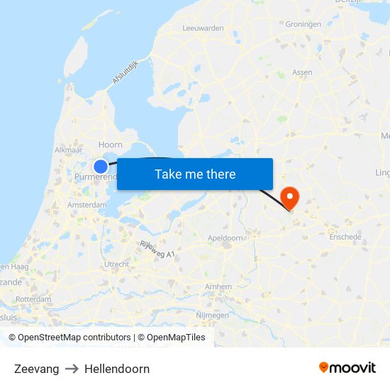 Zeevang to Hellendoorn map