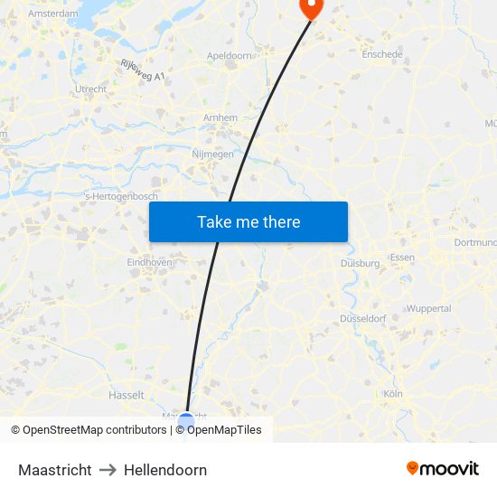 Maastricht to Hellendoorn map