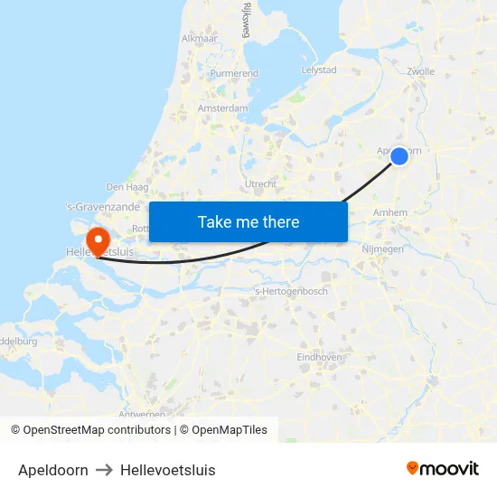Apeldoorn to Hellevoetsluis map