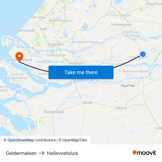 Geldermalsen to Hellevoetsluis map