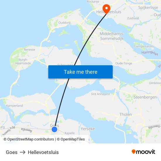 Goes to Hellevoetsluis map