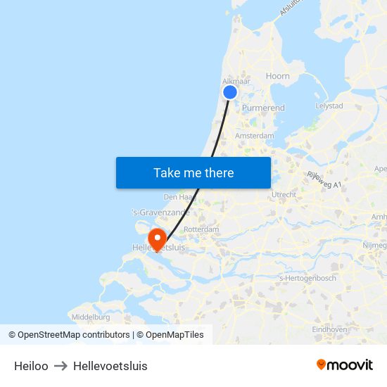 Heiloo to Hellevoetsluis map
