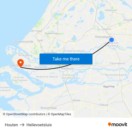 Houten to Hellevoetsluis map