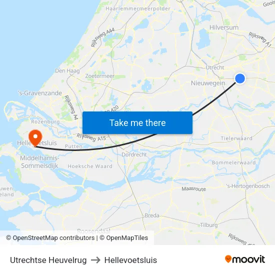 Utrechtse Heuvelrug to Hellevoetsluis map