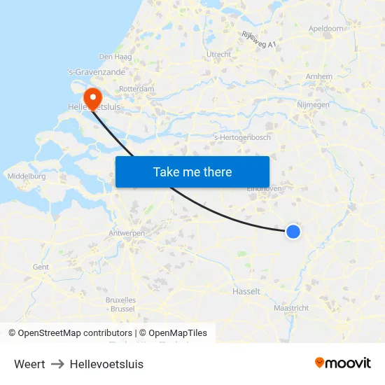 Weert to Hellevoetsluis map