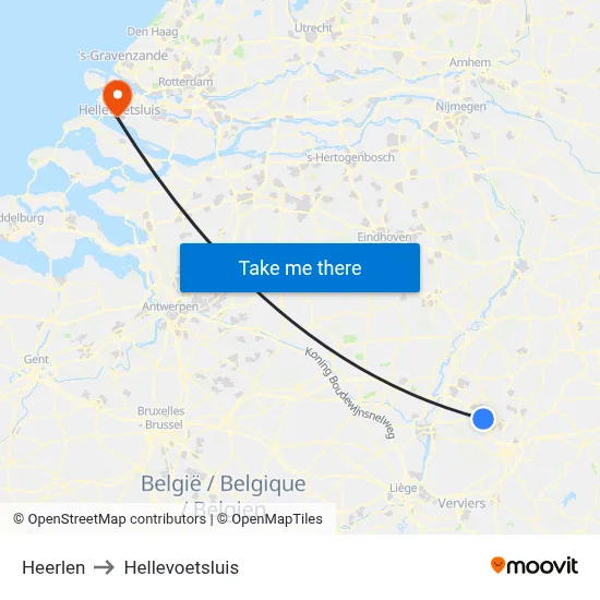Heerlen to Hellevoetsluis map