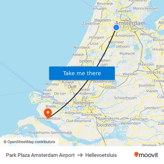 Park Plaza Amsterdam Airport to Hellevoetsluis map