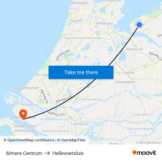 Almere Centrum to Hellevoetsluis map