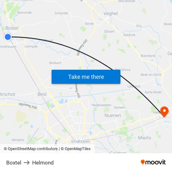 Boxtel to Helmond map