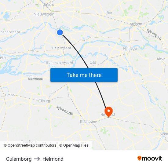 Culemborg to Helmond map