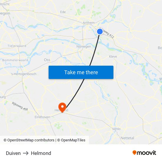 Duiven to Helmond map