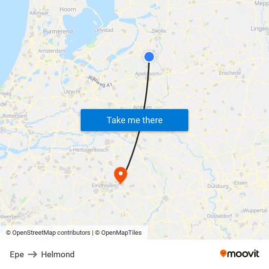 Epe to Helmond map