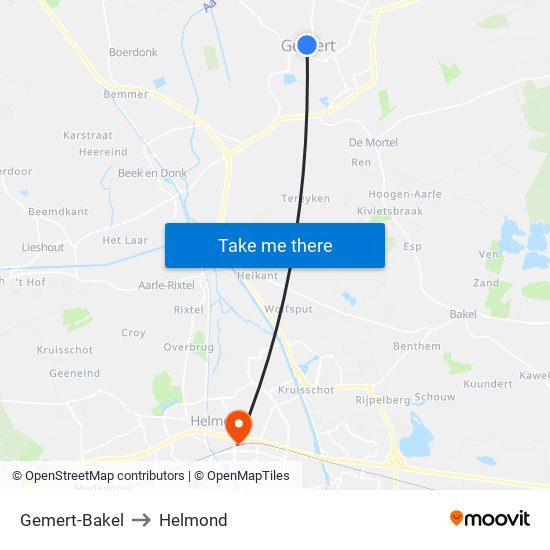 Gemert-Bakel to Helmond map