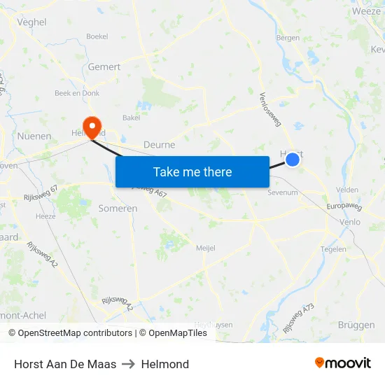 Horst Aan De Maas to Helmond map