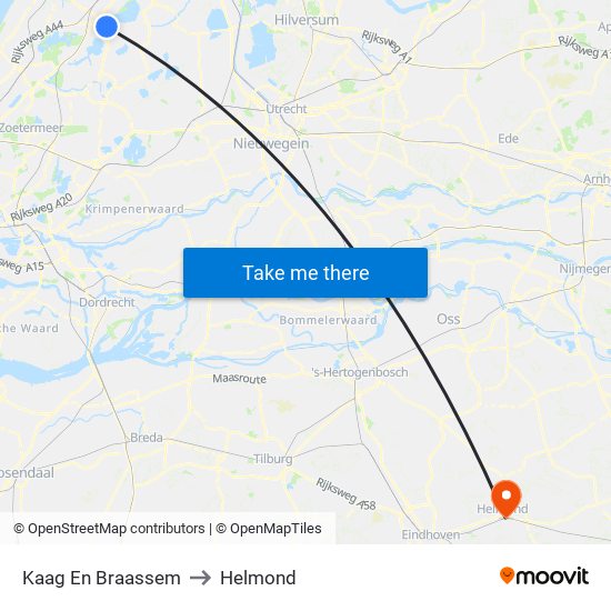 Kaag En Braassem to Helmond map