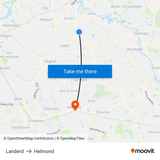 Landerd to Helmond map