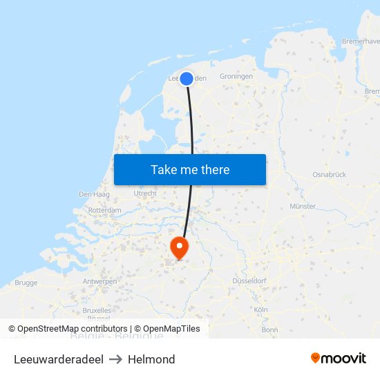 Leeuwarderadeel to Helmond map
