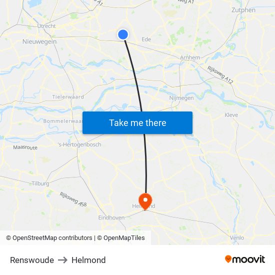 Renswoude to Helmond map