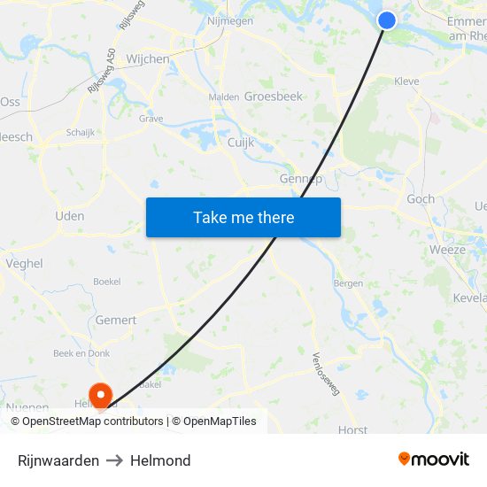 Rijnwaarden to Helmond map