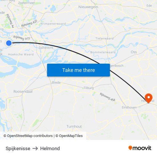 Spijkenisse to Helmond map