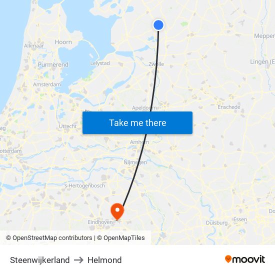 Steenwijkerland to Helmond map