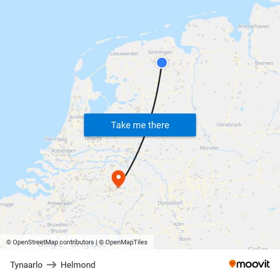 Tynaarlo to Helmond map