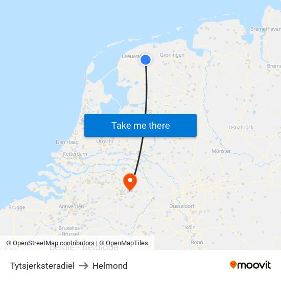 Tytsjerksteradiel to Helmond map