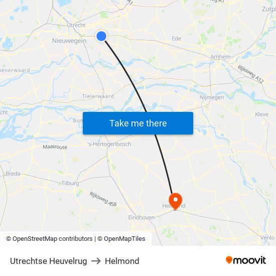 Utrechtse Heuvelrug to Helmond map