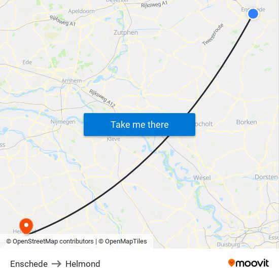 Enschede to Helmond map