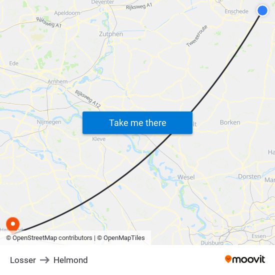 Losser to Helmond map