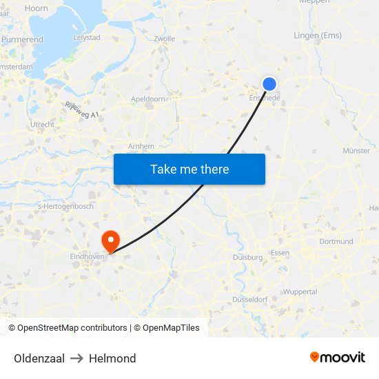 Oldenzaal to Helmond map