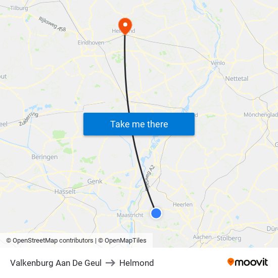 Valkenburg Aan De Geul to Helmond map