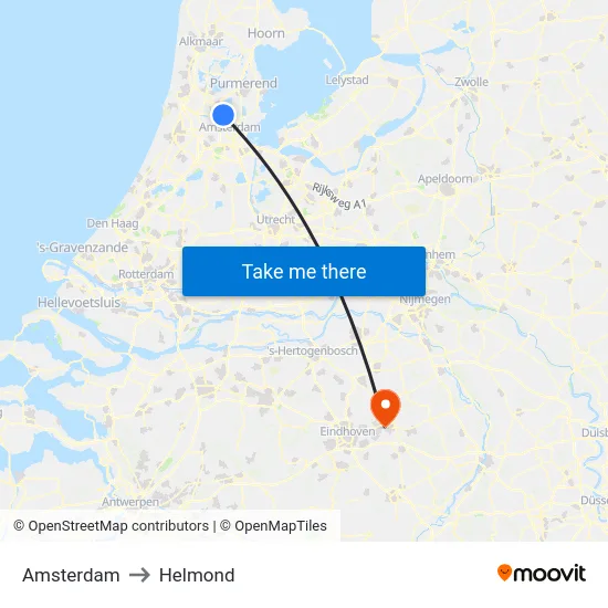 Amsterdam to Helmond map