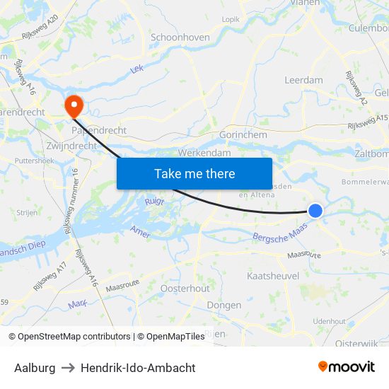 Aalburg to Hendrik-Ido-Ambacht map