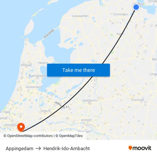 Appingedam to Hendrik-Ido-Ambacht map