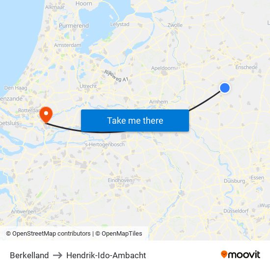 Berkelland to Hendrik-Ido-Ambacht map