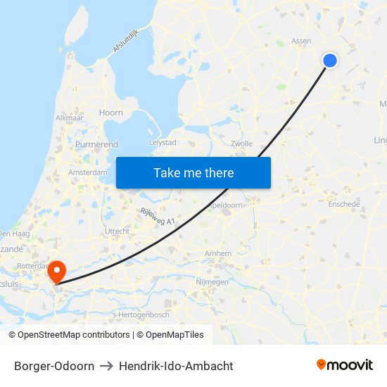 Borger-Odoorn to Hendrik-Ido-Ambacht map