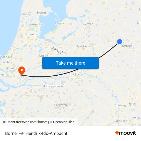 Borne to Hendrik-Ido-Ambacht map