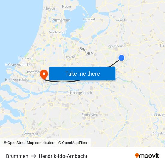 Brummen to Hendrik-Ido-Ambacht map