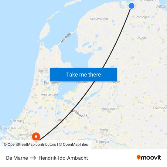 De Marne to Hendrik-Ido-Ambacht map