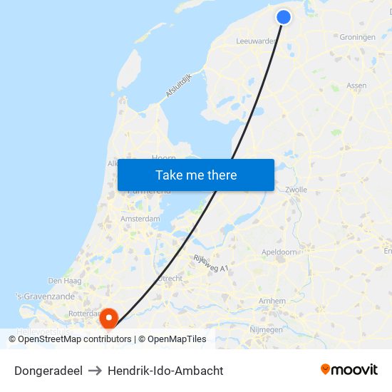 Dongeradeel to Hendrik-Ido-Ambacht map