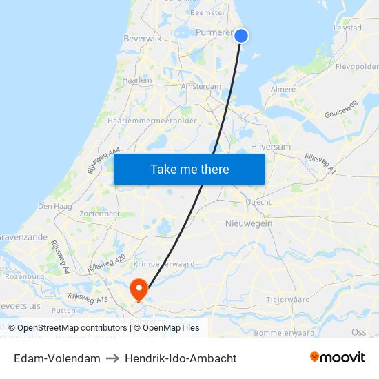 Edam-Volendam to Hendrik-Ido-Ambacht map