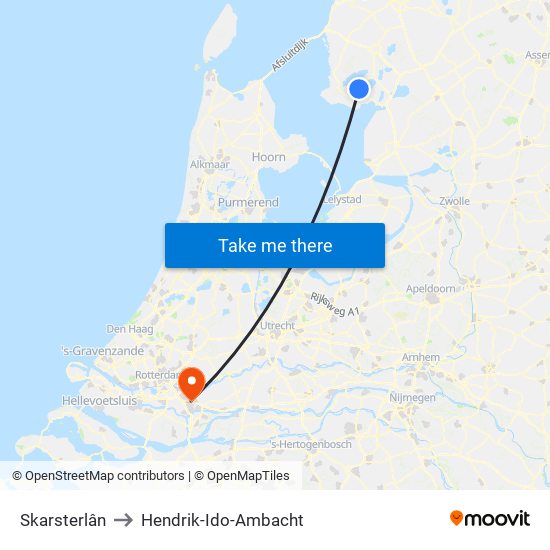 Skarsterlân to Hendrik-Ido-Ambacht map